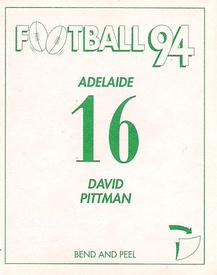 1994 Select AFL Stickers #16 David Pittman Back